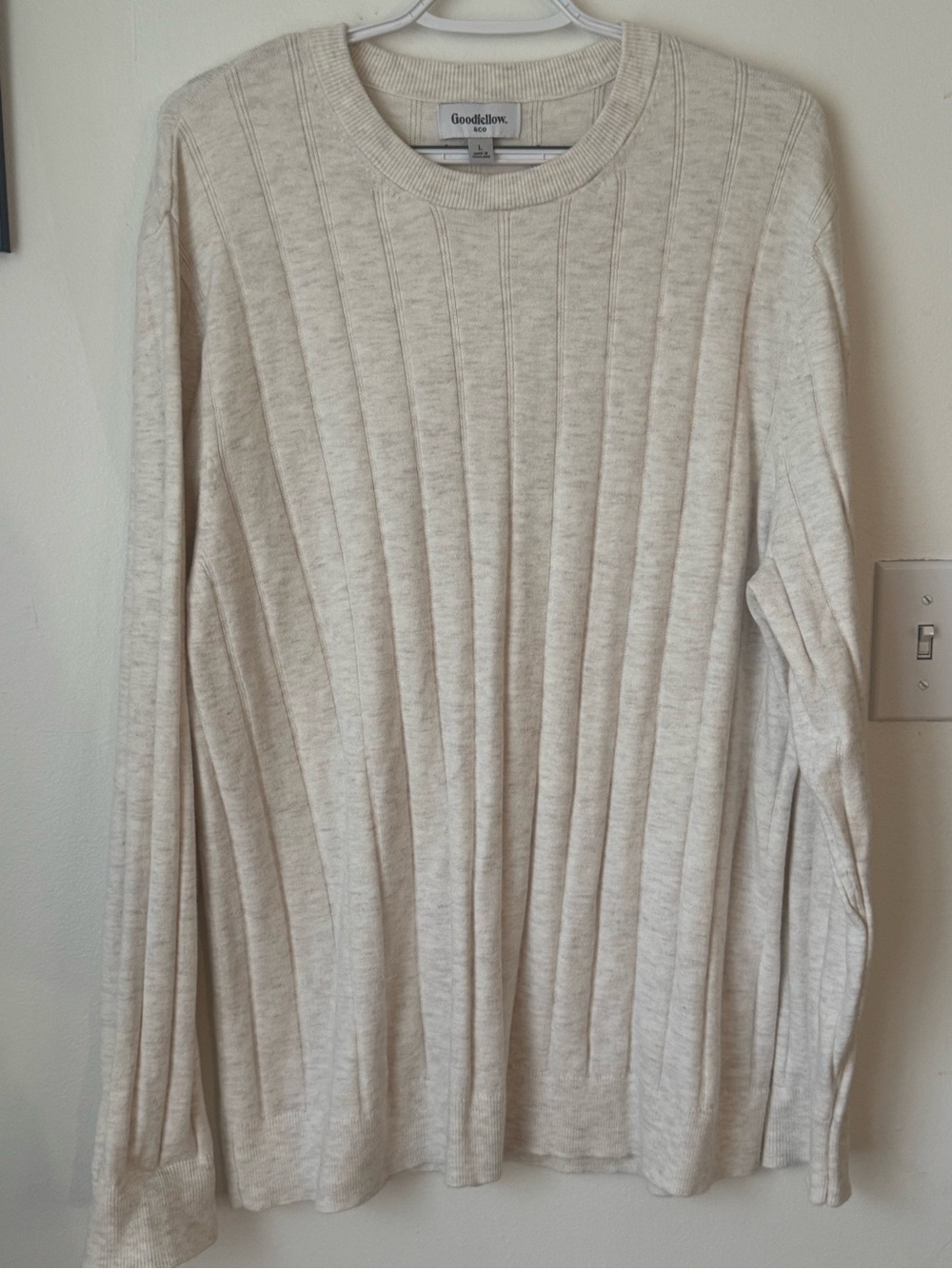 Goodfellow & Co Cream Cable-Knit Crewneck Sweater
